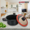 Herzberg HG-RSCAS20: Granitbeschichteter Schmortopf mit Glasdeckel – 20cm