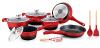 Royalty Line RL-BS1010M: 13 Pieces Ceramic Coated Cookware Set Color : Red/Black