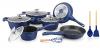 Royalty Line RL-BS1010M: 13 Pieces Ceramic Coated Cookware Set Color : Blue