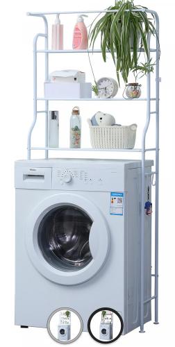 Herzberg HG-03299: Estantería de 3 niveles para lavadora y baño con colgador de toallas