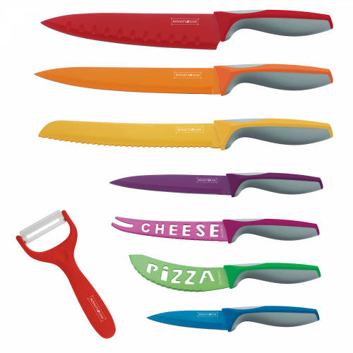 cuchillo de cocina, juego de cuchillos de cocina, cuchillo antibacteriano, cuchillo antimicrobiano, cuchillo con revestimiento antiadherente, juego de cuchillos