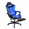 Herzberg Chaise de jeu et de bureau avec repose-pieds escamotable Couleur : Bleu