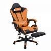 Herzberg Chaise de jeu et de bureau avec repose-pieds escamotable Couleur : Orange