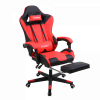 Herzberg Chaise de jeu et de bureau avec repose-pieds escamotable Couleur : Rouge