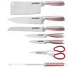 Herzberg HG-SKN8: Set de couteaux en acier inoxydable 8 pièces + support acrylique pivotant et pliable à 360 Couleur : Rouge
