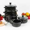 Herzberg HG-04128: 10 Pièces Marmite Et Cocotte De Cuisine En Émail Avec Couvercle En Verre