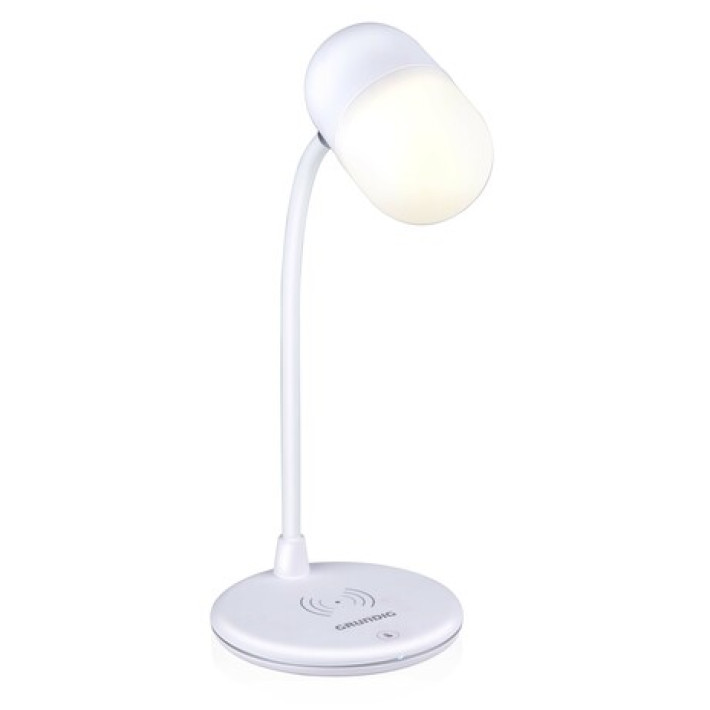 Grundig ED-72546: Lámpara de Escritorio Led 3 En 1, Altavoz Bluetooth y Cargador Inalámbrico
