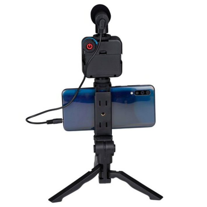 Grundig ED-38135: 3-in-1 Selfie Studio Vlogging Kit met Verlichting, Microfoon en Statief