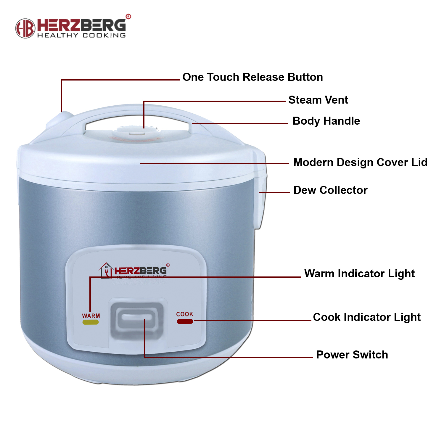 Herzberg HG-8004: 700W Cucina Elettrica Multifunzione - 1.8L