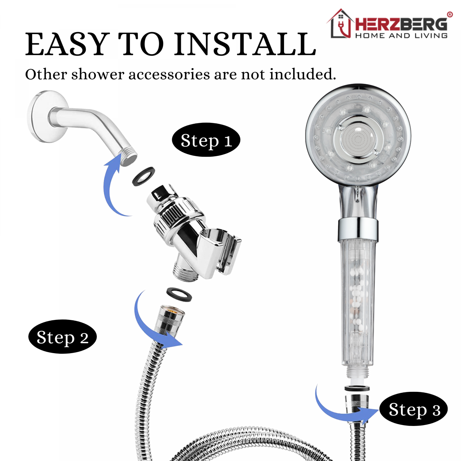 Herzberg HG-8023: Personal Showerhead - Antibacterial Activation Mineralization Ball Showerhead