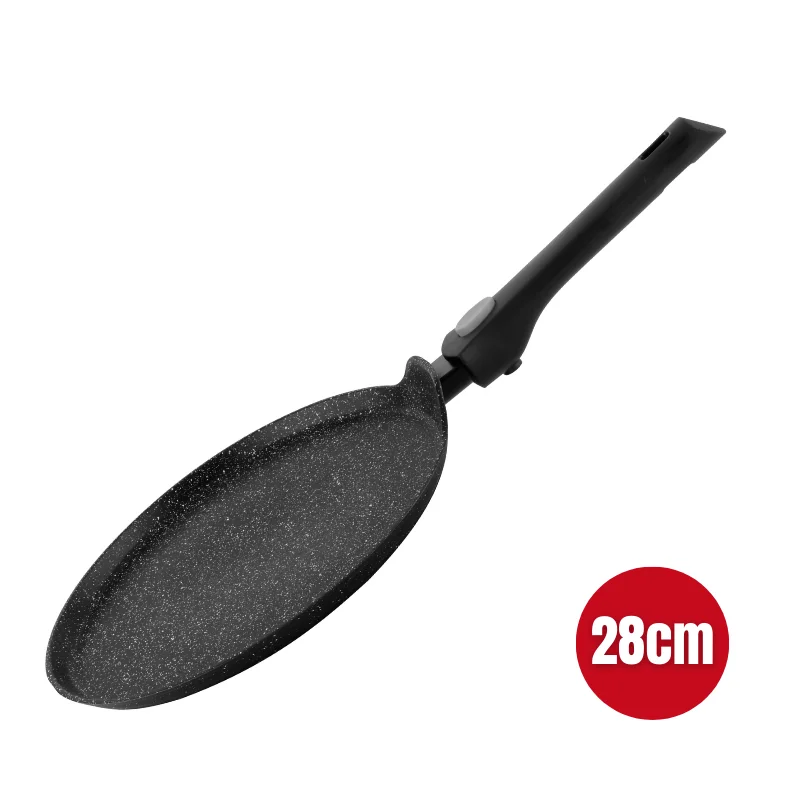 Herzog HR-3615: 28cm Marble Crepe Pan with Detachable Handle