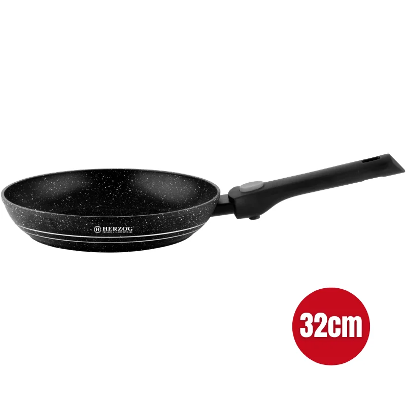 Herzog HR-3632: 32cm Marble Coated Frying Pan with Detachable Handle
