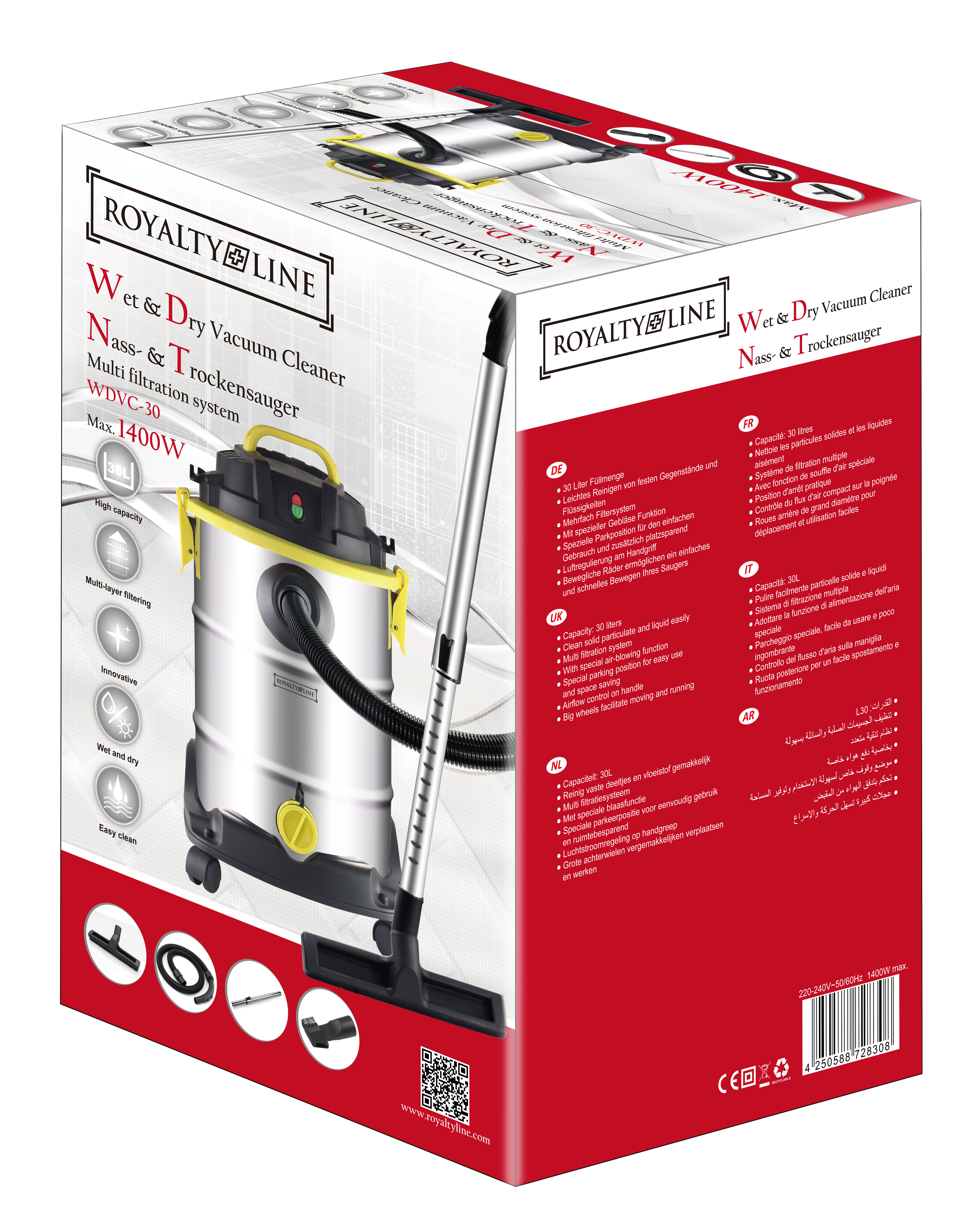 Royalty Line RL-WDVC30: Wet and Dry Vacuum Cleaner 1400W