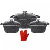 Cheffinger CF-SQC01: 6 Pieces Square Cookware Set with Kitchen Gloves