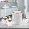 Herzberg HG-OKY5013: 5 Pieces Bathroom Set - Wood Accent