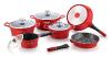 Royalty Line RL-ES1014M: 14 Pieces Marble Coated Cookware Set Color : Red