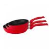 Royalty Line RL-FM3F: Marble Coating Forged Aluminum 3 Pieces Fry Pan Set Color : Red