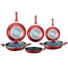 Herzberg 8 Pieces Marble Coated Frying Pan Set Color : Red