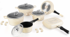 Royalty Line RL-ES1015M: 15-Piece Marble Coating Cookware Set Color : Cream