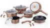 Royalty Line RL-ES2014M: 14 Pieces Marble Coating Cookware Set Color : Copper