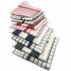 Cenocco CC-9068: White 10 Pieces Vintage Stripe & Plaid Cotton Kitchen Towel Set - 50x70cm
