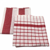 Cenocco CC-9068: White 10 Pieces Vintage Stripe & Plaid Cotton Kitchen Towel Set - 50x70cm