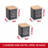 Herzberg HG-04401: 4 Pieces Bread Box Set with Cannisters - Matte Black