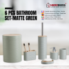 Herzberg HG-04449: 6 Pieces Bamboo Bathroom Set - Sage Green