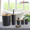 Herzberg HG-04456: 6 Pieces Bamboo Bathroom Set - Matte Black