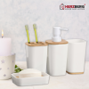 Herzberg HG-04449: 6 Pieces Bamboo Bathroom Set - Matte Cream