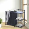 Herzberg HG-04531: 2 Detachable Bag Laundry Sorter with 3-Tier Storage Shelf
