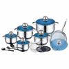 Royalty Line RL-1801B:  18-Piece Stainless Steel Cookware Set with Glass Lid