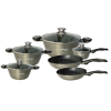 Cheffinger CF-FA1010: 10 Pieces Marble Coated Cookware Set Color : Gray