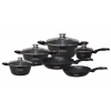 Cheffinger CF-FA1010: 10 Pieces Marble Coated Cookware Set Color : Black