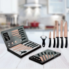 Cheffinger CF-MB12: 6 Pieces Marble Coated Knife Set - Titanium Gold Collection + Black
