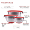 Herzberg HG-04036: 3 Pieces Mixing Bowl with Grater Lid Set
