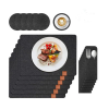 Herzberg HG-04203: 18 Pieces Natural Felt Dining Table Placemat, Cutlery Bag & Coaster Set