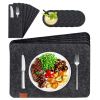 Herzberg HG-04203: 18 Pieces Natural Felt Dining Table Placemat, Cutlery Bag & Coaster Set