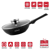 Herzog HR-3618: 32cm Marble Coated Wok with Aroma Knob Lid & Removable Handle