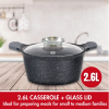 Herzog HR-5221: 20cm  Marble Coated Casserole with Aroma Knob - 2.6L