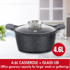 Herzog HR-5222: 24cm  Marble Coated Casserole with Aroma Knob - 4.6L
