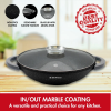 Herzog HR-5231: 40cm  Marble Coated Wok with Glass Lid Aroma Knob - 8.5L