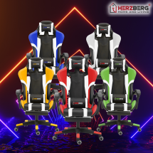 Herzberg HG-8083: Silla Tricolor Para Juegos Y Oficina Con Acento Lineal