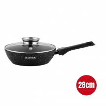 Herzog HR-3611: 28cm Marble Coated Deep Fry Pan with Aroma Knob and Removable Handle