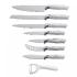 Royalty Line RL-WHT7-W: 7 Pieces of Non-Stick Coating Knives Set w/ Peeler-White