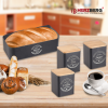 Herzberg HG-04401: Set di 4 pezzi per pane con barattoli - Nero opaco