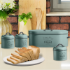 Herzberg HG-04425: Set di 4 pezzi di scatole per pane e barattoli vintage - Verde salvia
