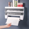 Herzberg HG-03145 Porta-asciugamani a parete, dispenser di pellicola e carta stagnola per utensili domestici da cucina
