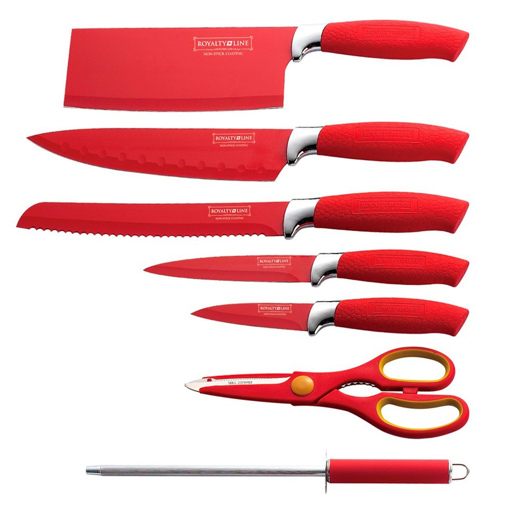 Royalty-Line RL-RED8-C, Knife set 8 pieces with spinning rack