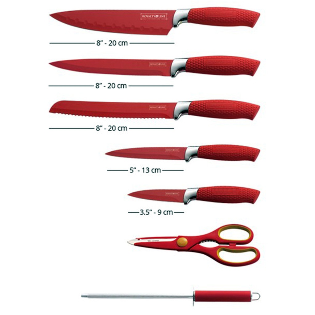Royalty-Line RL-RED8-C, Knife set 8 pieces with spinning rack